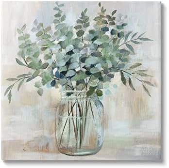 Stupell Industries Soothing Eucalyptus Flower Herb Arrangement Rustic Jar Canvas Wall Art, Design by Nan