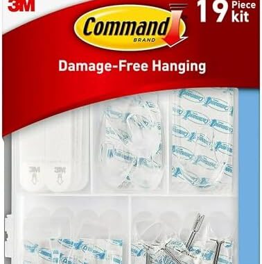 Command Variety Pack, Picture Hanging Strips, Wire Hooks and Wall Hooks, Damage Free Hanging Clear Variety Pack for Up to 19 Items, 1 Kit