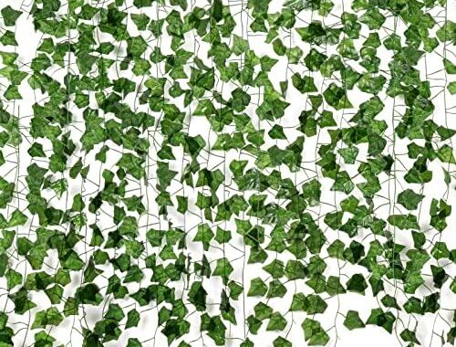 Fake Vines for Room Decor(12 Pack 84 Feet) Aesthetic Artificial Plant Ivy Leaves Hanging Greenery Garlands for Home Bedroom Wall Wedding Party Decor